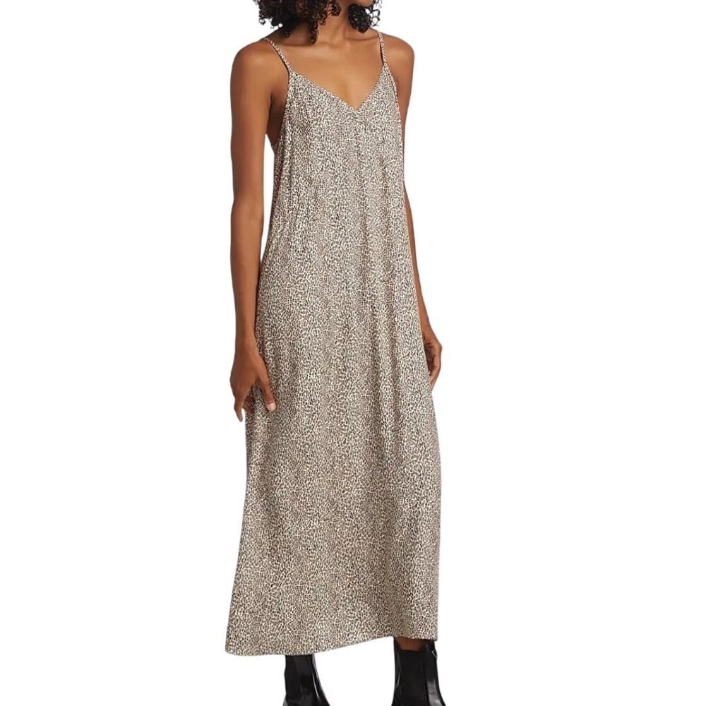 Jenni Kayne Slip Dress XS S fit Leopard Flowy Relaxed 90s Minimal Strappy NWT